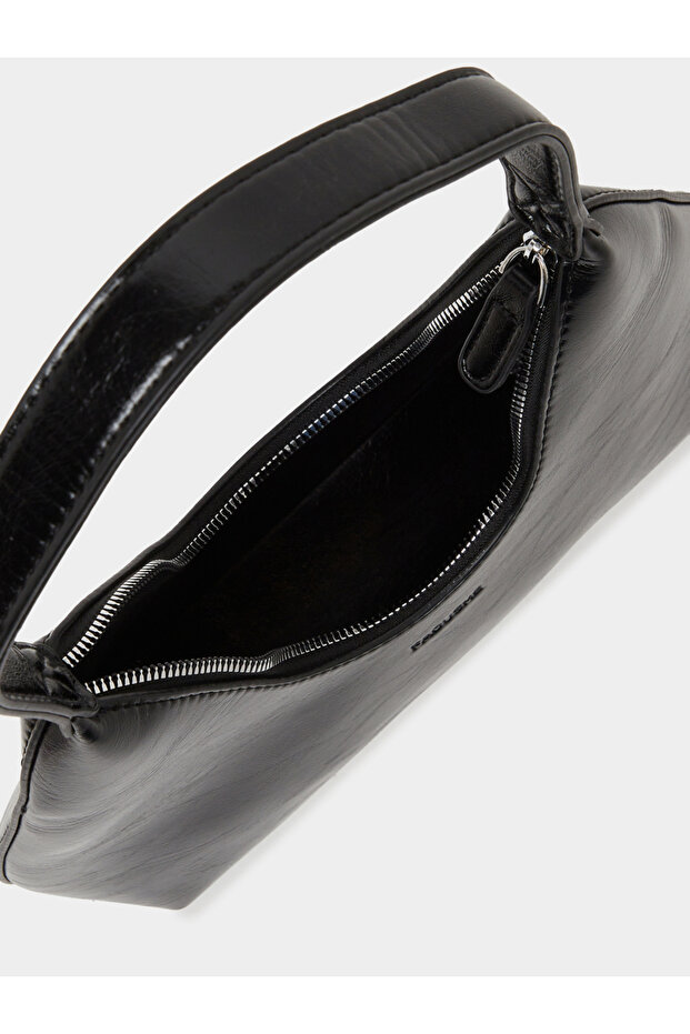 Solid Shoulder Bag with Zip Closure - 6