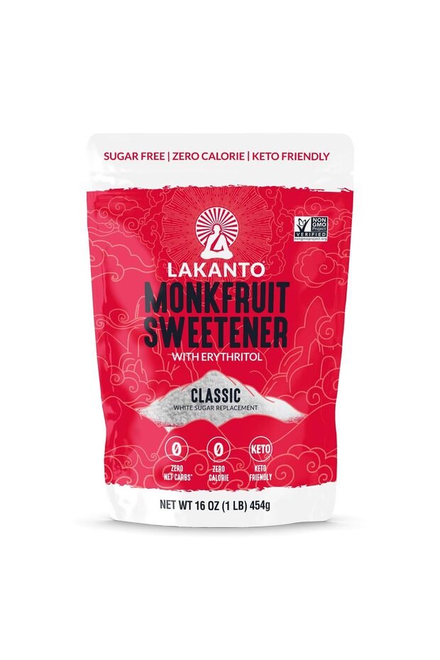 Monk Fruit Sweetener with Erythritol, Sugar Substitute, Gluten-Free, Low Carb, Keto, 1 LB Bag