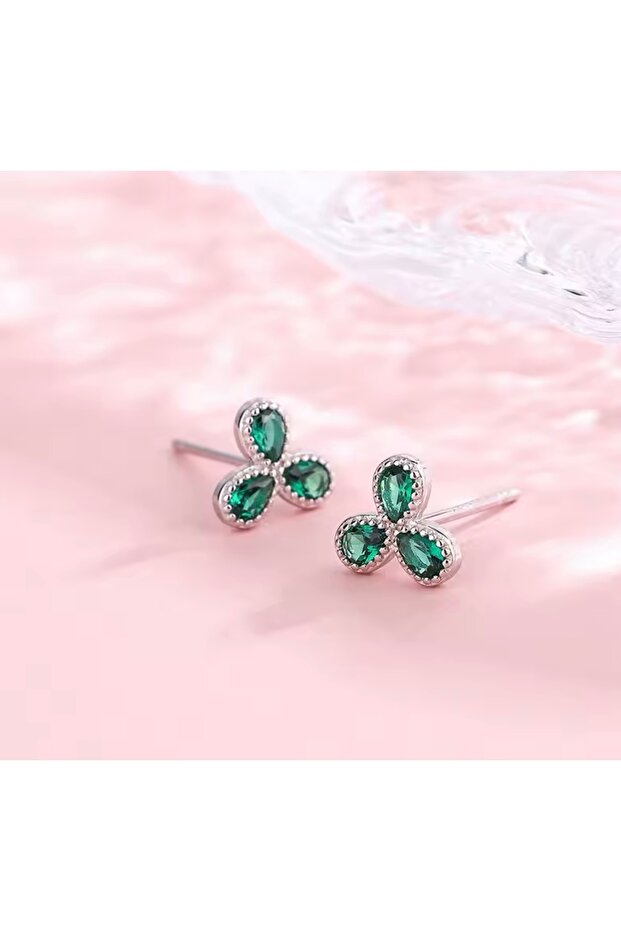 Çelik 2 adet yeşil taşlı kıkırdak helix tragus piercing (2adet) - 3