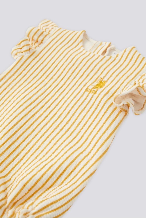 US Polo AssnBaby Girl Striped Jumpsuit Yellow USB1979