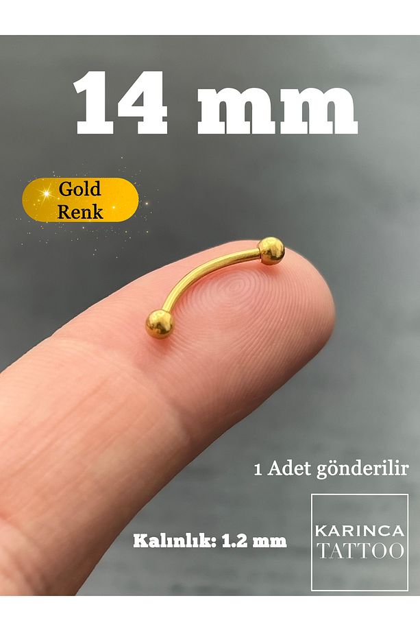 14 mm En Uzun Bar Kaş Meme Ucu Piercing Helix Conch Bridge Surface Nipple Daith Anti Tragus Küpe - 1