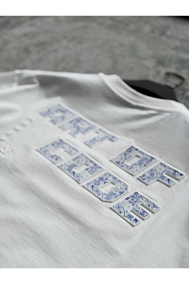 Beyaz Code Kabartmalı T-Shirt YP-5046 - 7