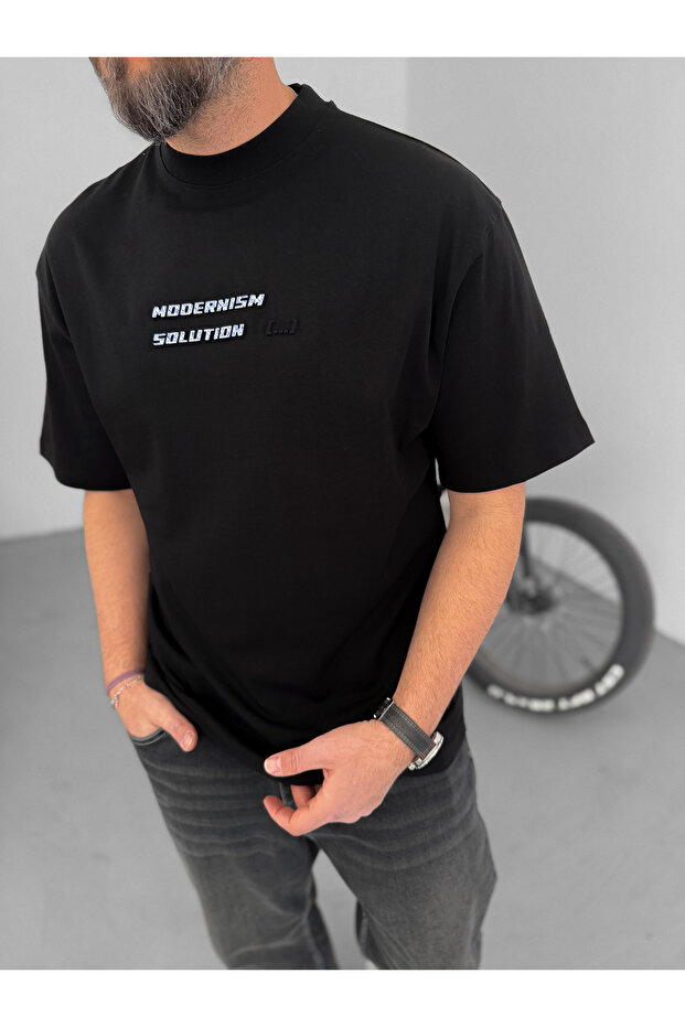 Siyah Code Kabartmalı T-Shirt YP-5046 - 7