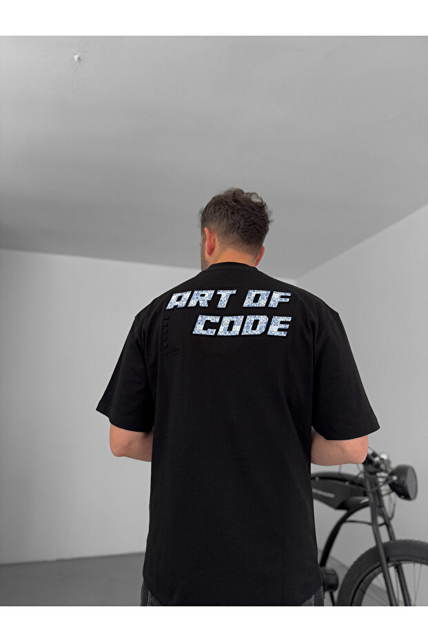 Siyah Code Kabartmalı T-Shirt YP-5046 - 4