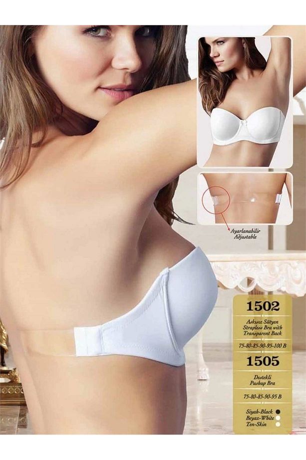 1505 Straplez Sırt Şeffaf Sütyen - 2
