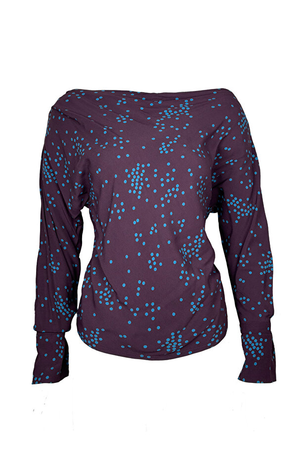 Puantiyeli Mürdüm Bluz - 1