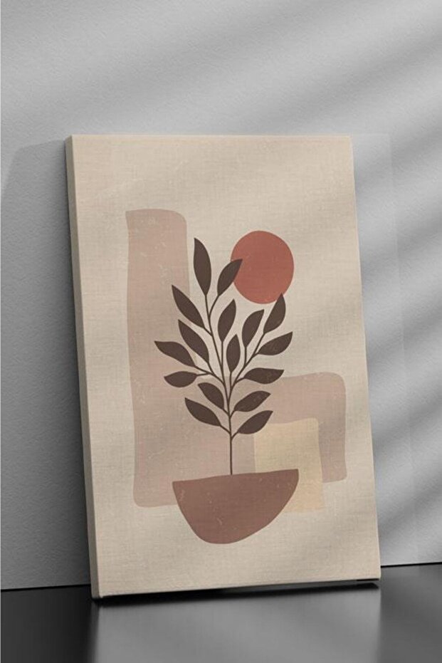 3'lü Set Red & White Leaf Kanvas Tablo - 3