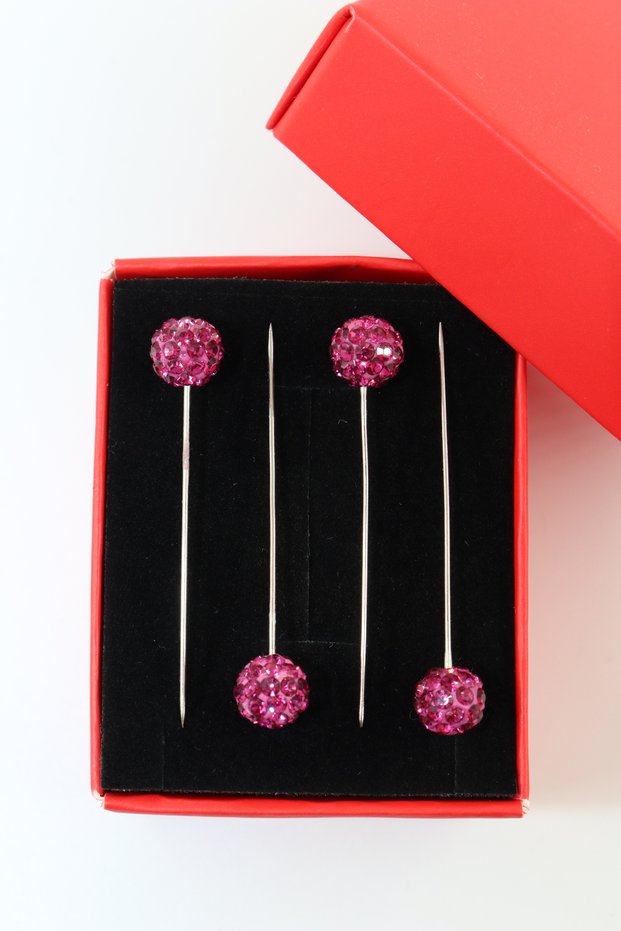 Pack of 4 Fuchsia Stone Scarf Pins. The Pin of the Shawl. The Turban Pin. The Headscarf Needle. Pin for Scarf and Shawl.