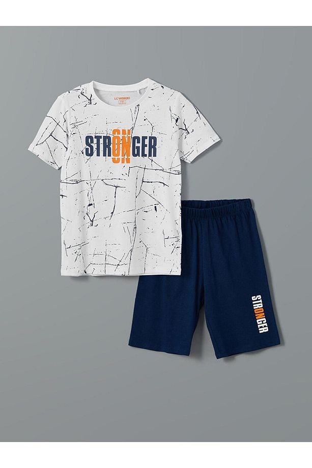 Bisiklet Yaka Erkek Çocuk Şortlu Pijama Takımı - 1