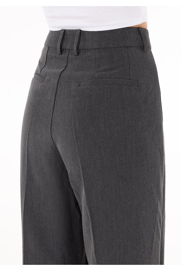 Regular Fit Yüksel Bel Geniş Paça Kadın Gri Pantolon Cl1070178 - 2