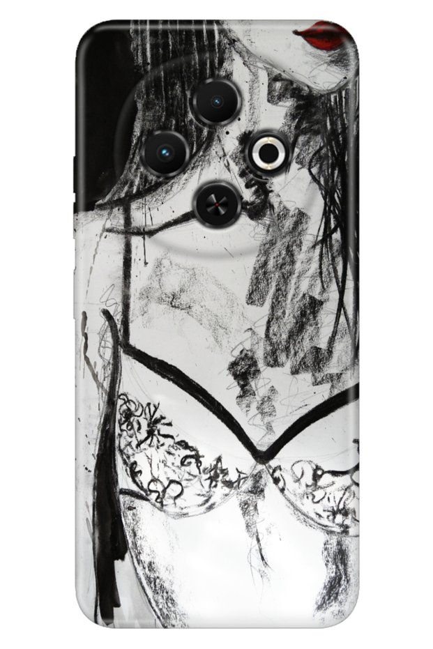 Spark 30C 6.67 " Case Tecno Pictorial Rubber Silicone Cover Black Pen