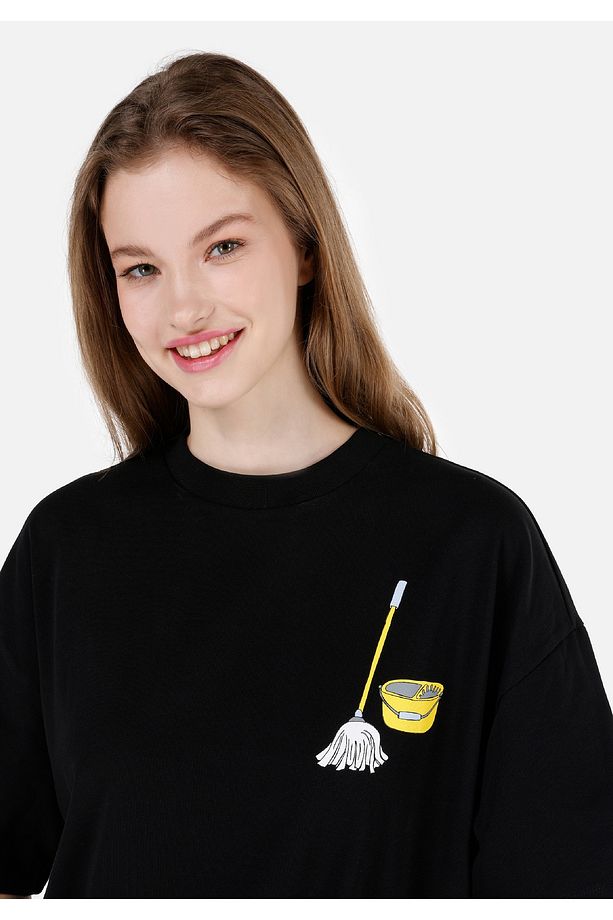 UNISEX Lilseb Sloganlı Siyah Tişört - 4