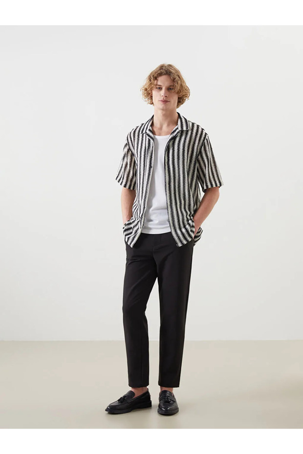 Xside Men's Black Standard Fit Trousers