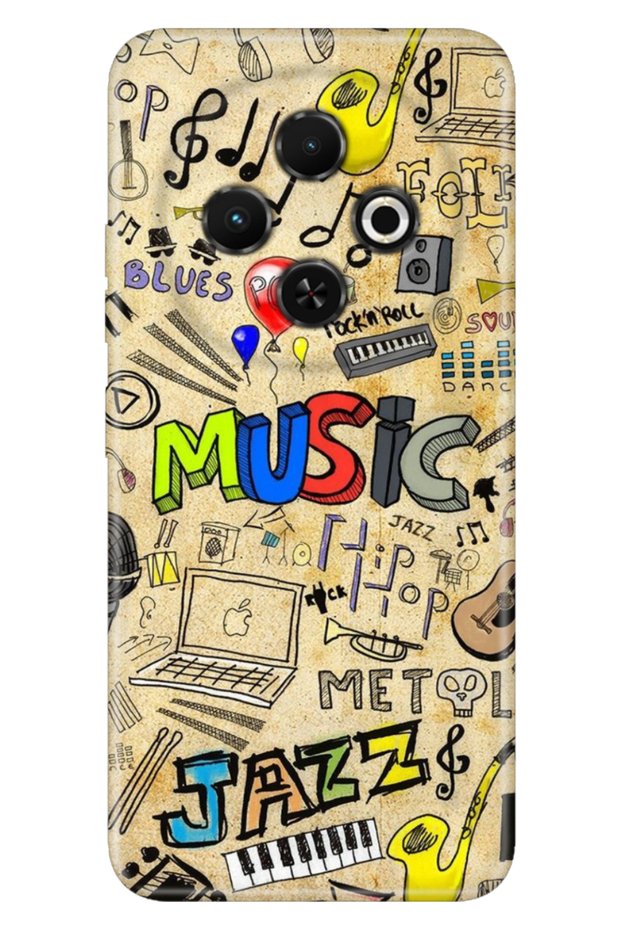Spark 30C 6.67 " Case Tecno Pictorial Rubber Silicone Cover 80's Music