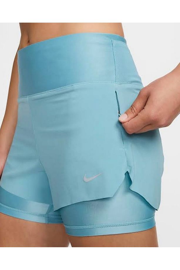Dri-Fit Swift Mid-Rise 8cm (approx.) 2-in-1 Running Taytlı Mavi Kadın Koşu Şort - 3