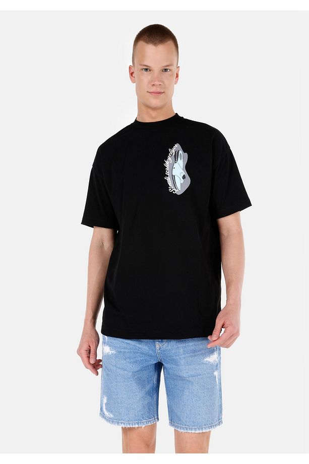 UNISEX Lilseb Sloganlı Siyah Tişört - 8