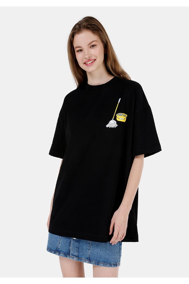 UNISEX Lilseb Sloganlı Siyah Tişört - 1
