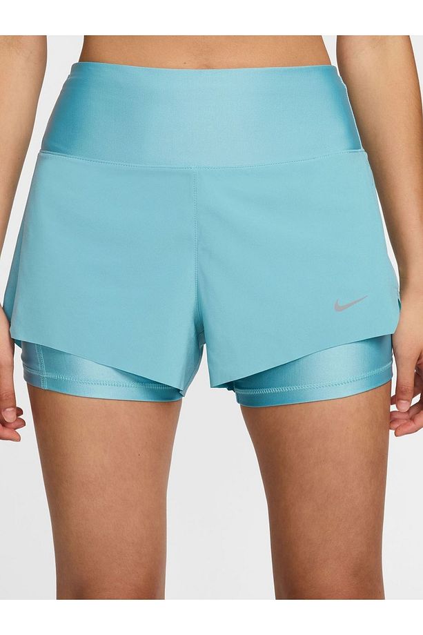 Dri-Fit Swift Mid-Rise 8cm (approx.) 2-in-1 Running Taytlı Mavi Kadın Koşu Şort - 1