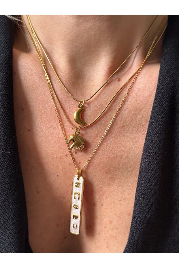 Stainless Steel 3-Piece Lucky Necklace