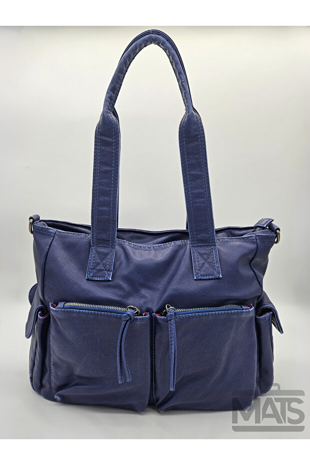 Antique Washed Faux Leather Blue Hand and Shoulder Bag 2256