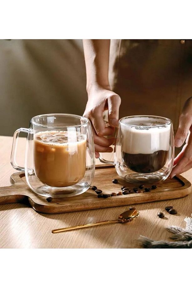 1 adet çift cidarlı 250 ml Kupa, Çay kahve kupası bardak - 2