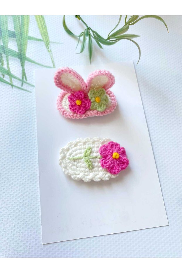 Pink Fairy Tale Daisy in My Ear Organic Set of 2 Hairless Baby Clips Newborn Buckle Baby Gift