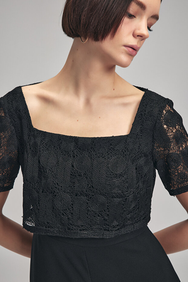 Dantelli Kare Yaka Tulum - 5