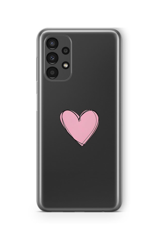 Pink Heart Design Printed Transparent Case Compatible with Samsung Galaxy A13