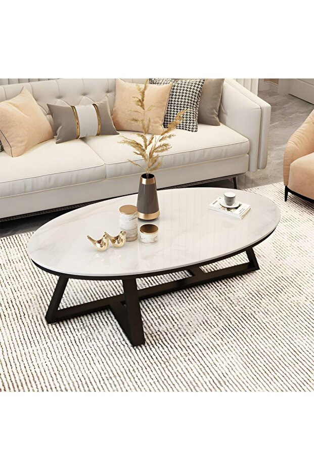 Oval coffee table for living room and table