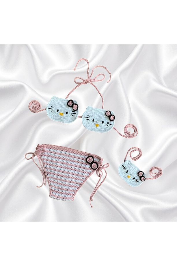 Hello Kitty Bebek Örgü Bikini Takımı - 1