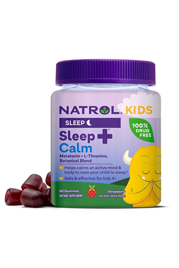 Kids Sleep+ Calm Gummies, Melatonin & L-Theanine, Strawberry, 60 Gummies, 60 Days