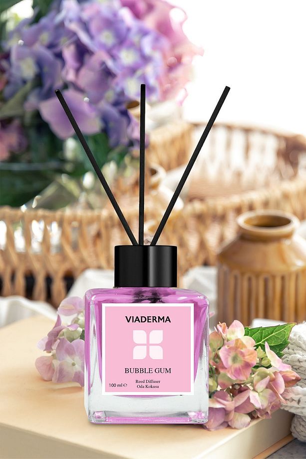 Kare Şişe BubbleGum Esansı Bambu Çubuklu Oda Kokusu 100 ml - 1