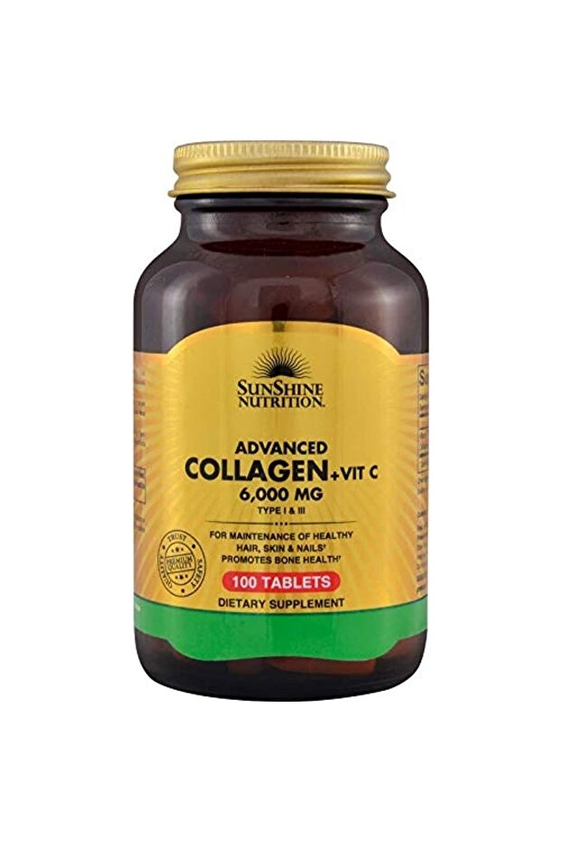 Sunshine Nutrition Advanced Collagen + Vitamin C 6000Mg - 100 Tablets