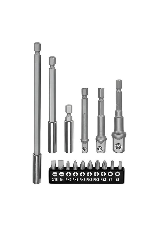 Mıknatıslı Bits Uç Adaptör Seti 16 Parça 1/4 1/2 3/8 1/4 Yıldız Düz Uçlar S1 S2 PH Uç Matkap Uyumlu - 4