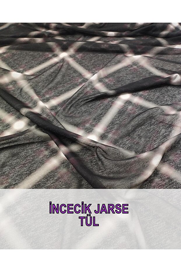 Anthracite Burgundy Color Tulle Jersey (Width 140 cm X Length 120 cm)