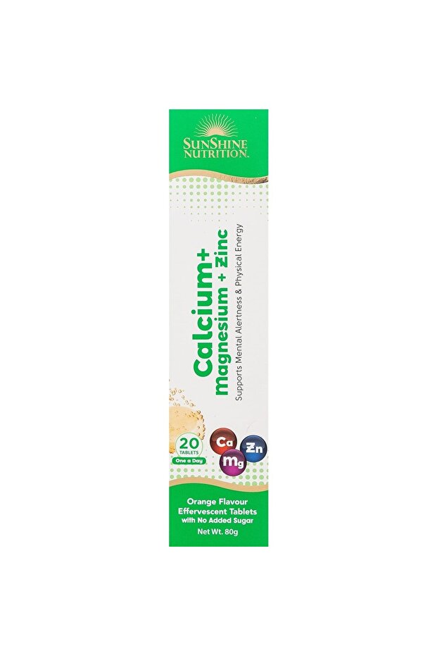 Nutrition Effervescent Tablets, With Calcium, Magnesium & Zinc - Orange Flavor, 20 Tablets