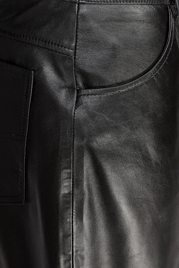 SİYAH DERİ PANTOLON - 3