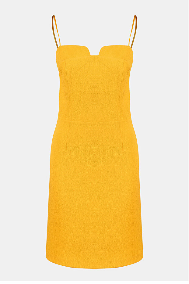 Sarı Askılı Elbise - 5