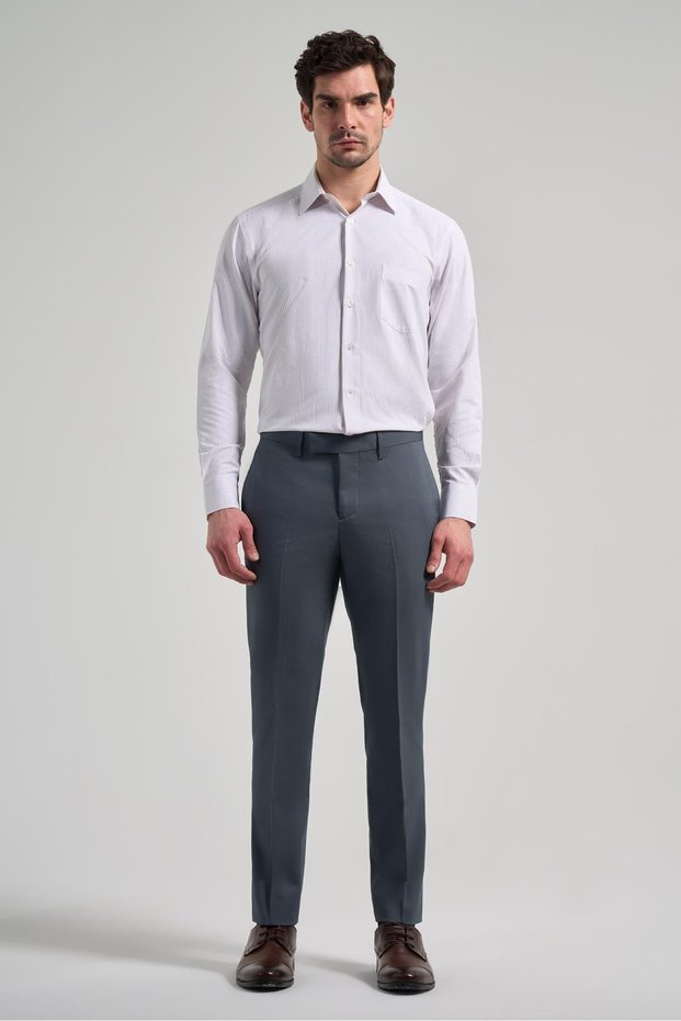 Men's Dark Anthracite Slim Fit Trousers with Flexible Side Pockets 1003250106