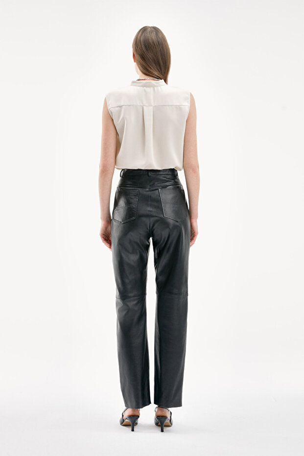 SİYAH DERİ PANTOLON - 7