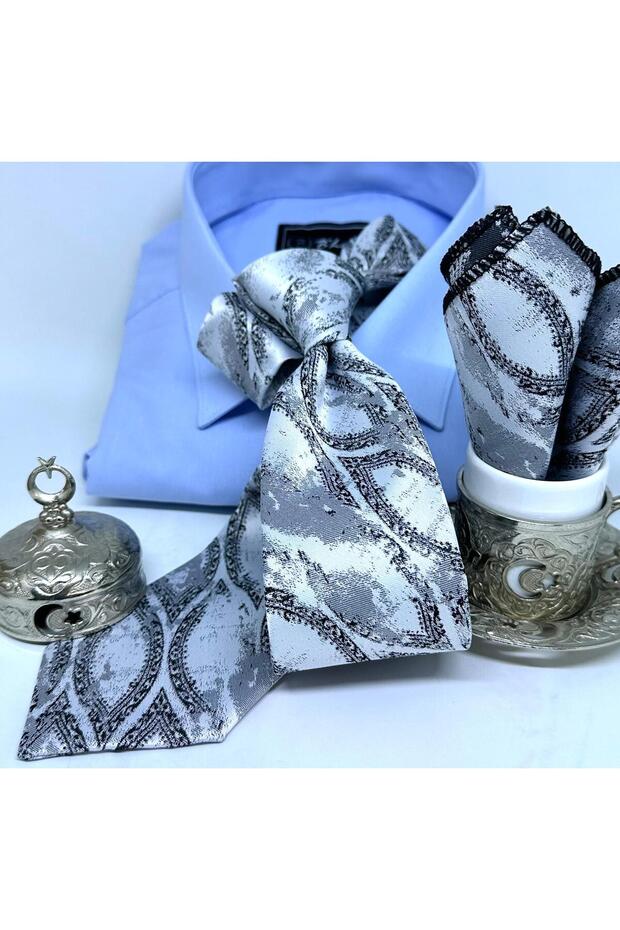 Dokuma Mendilli Kravat - 3