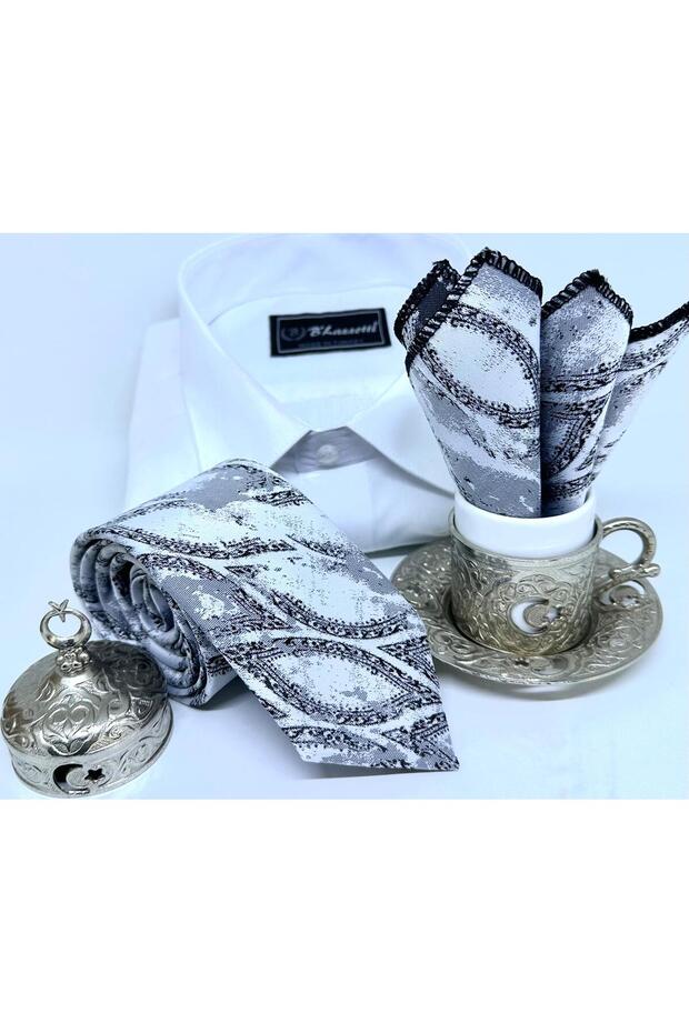 Dokuma Mendilli Kravat - 5