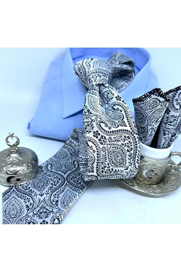 Dokuma Mendilli Kravat - 3