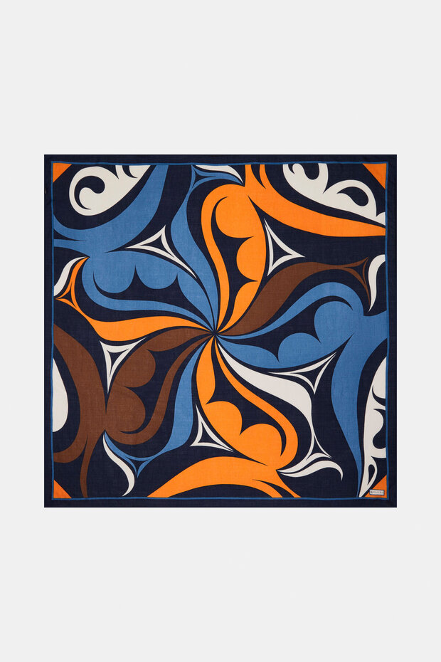 GEOMETRIC PATTERNED SILK SCARF - 1