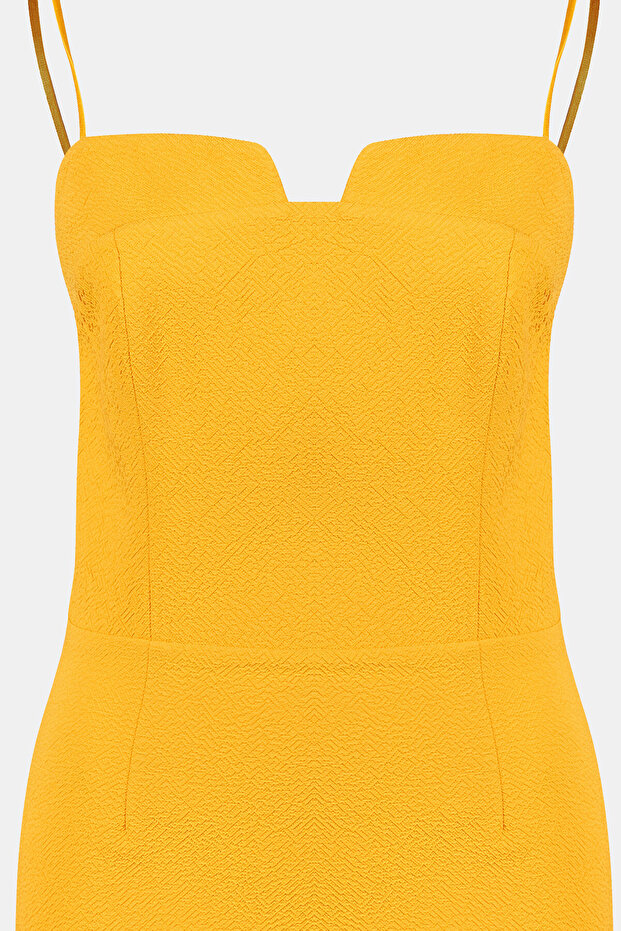 Sarı Askılı Elbise - 6