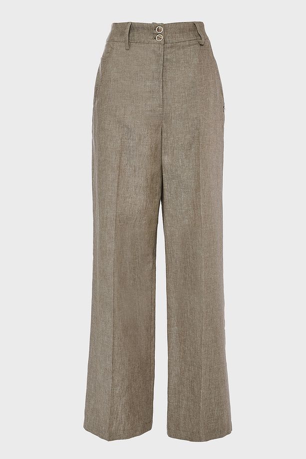 Keten ve Pamuk Karışımlı Regular Fit Yüksek Bel Geniş Paça Pantolon PANTOLON 053 - 5