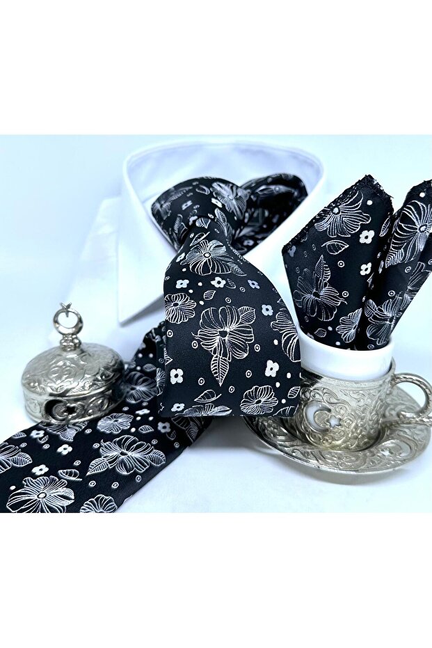 Dokuma Mendilli Kravat - 1