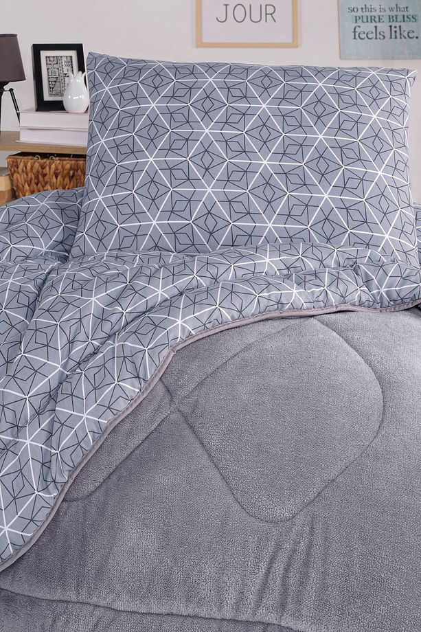 Tek Kişilik Comfort Set Yeni Nesil Wellsoft Yorganlı 2 Parça Meta Gri - 2