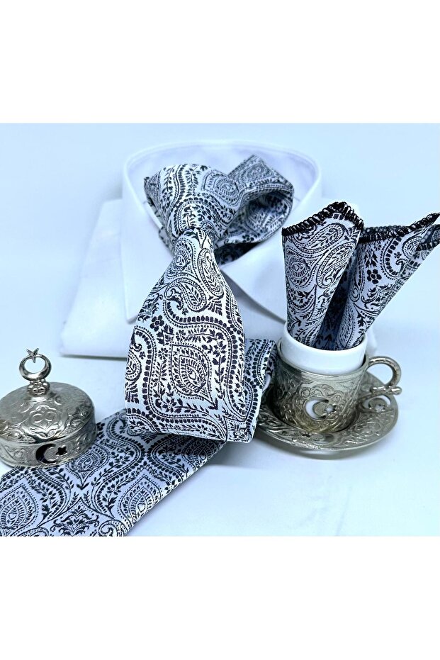 Dokuma Mendilli Kravat - 1