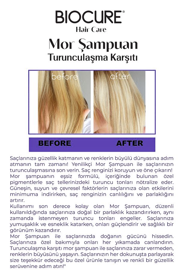 Turunculaşma Karşıtı Mor Şampuan / Sarı-gri-rengi Açılan Kumral Saçlar Için 400 Ml. X 2 Adet - 3